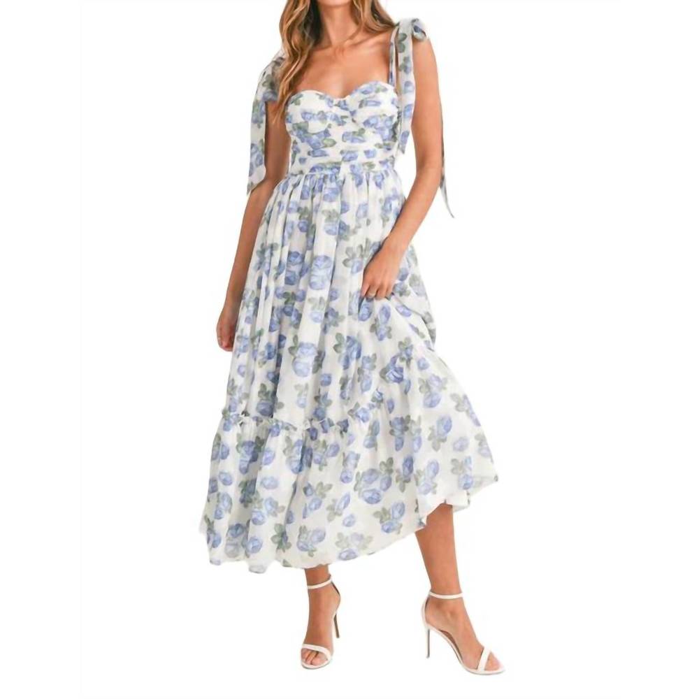 NEW MABLE floral midi dress in blue